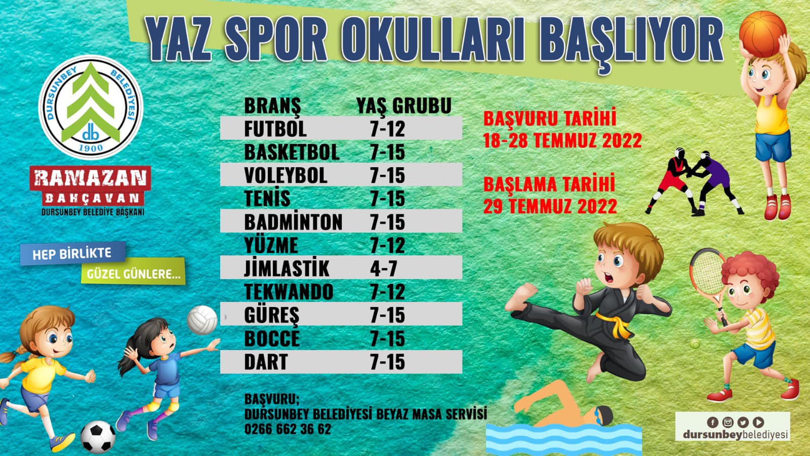 Dursunbey İlçesinde Çocuklar İçin Yaz Spor Okulları başlıyor.