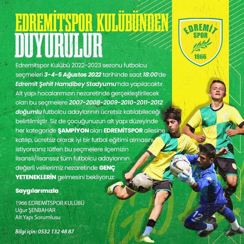 Edremitspor yeni yıldızlarını arıyor.