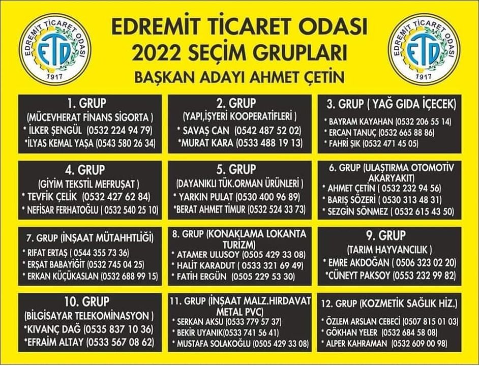 ETO Başkan Adayı Ahmet Çetin Sarı Listeyi Açıkladı