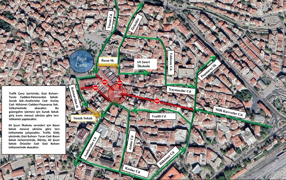 Çarşı trafiğinde geçici düzenleme