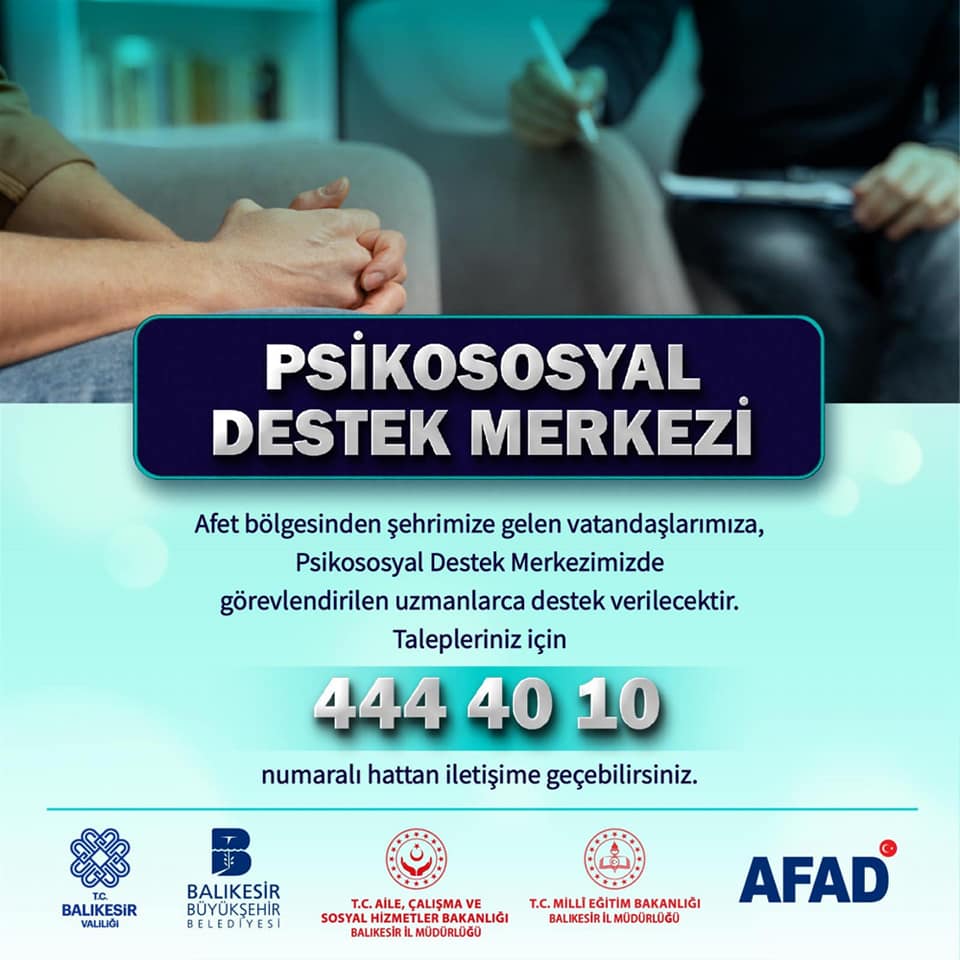 Balıkesir’de Depremzedeler İçin Psikososyal Destek Merkezi Kuruldu
