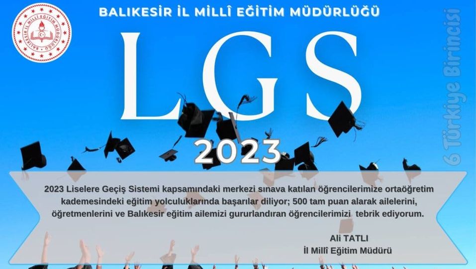 LGS 2023’te Balıkesir’den 6 Türkiye Birincisi