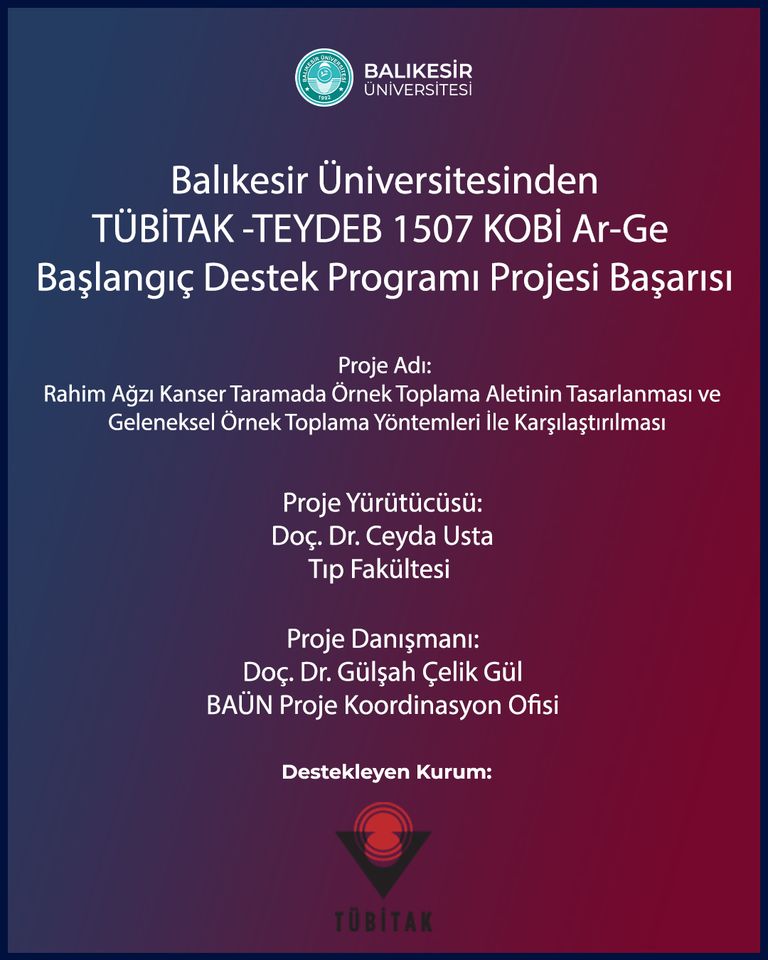 BAÜN Akademisyenlerinden TÜBİTAK -TEYDEB 1507 KOBİ Ar-Ge Başlangıç Destek Programı Projesi Başarısı