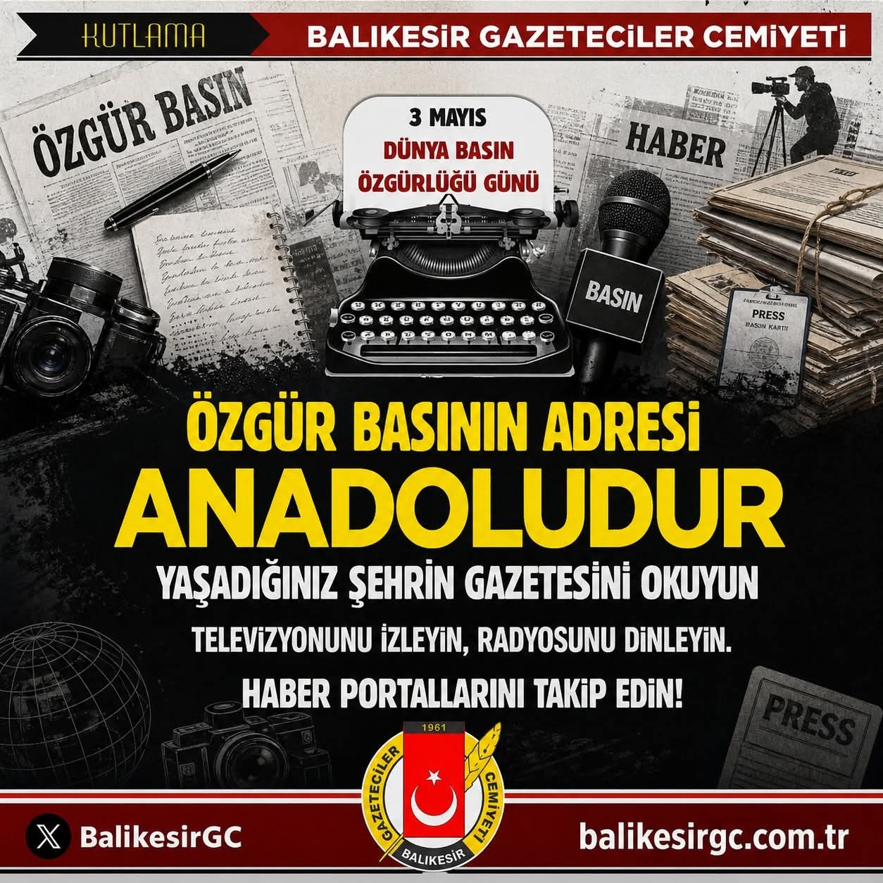 BGC’DEN 3 MAYIS MESAJI..BASIN ÖZGÜRLÜĞÜ DEMOKRASİNİN TEMELİDİR